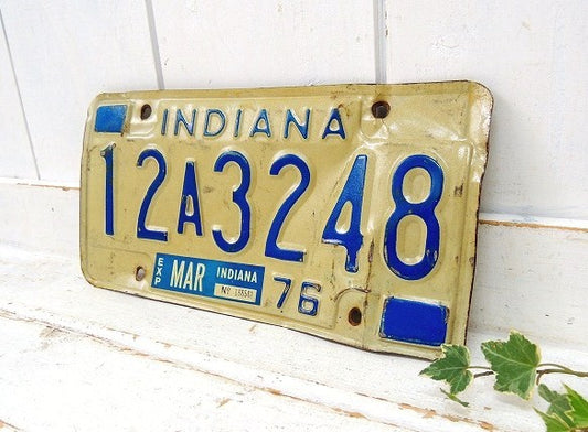 【INDIANA/インディアナ/1976】ヴィンテージ・ナンバープレート/カーライセンスプレート