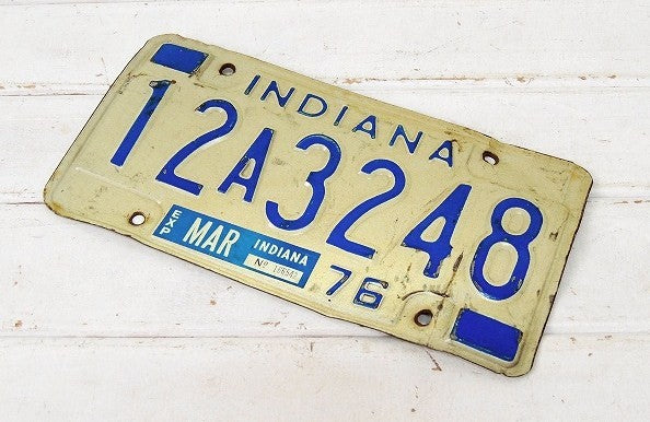 【INDIANA/インディアナ/1976】ヴィンテージ・ナンバープレート/カーライセンスプレート
