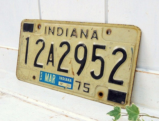 【INDIANA/インディアナ州/1975】ヴィンテージ・ナンバープレート/カーライセンスプレート