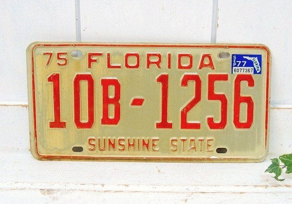 【フロリダ州/1975年】ヴィンテージ・ナンバープレート/カーライセンスプレート/USA
