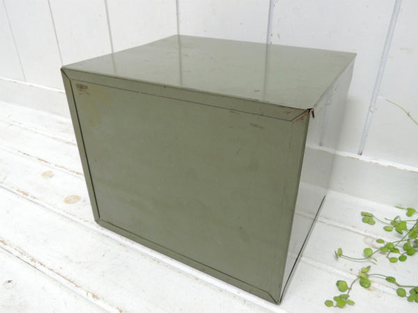 Lit-Ning カーキ色・メタル製・引き出し式・7段・ヴィンテージ・書類ケース ファイル棚