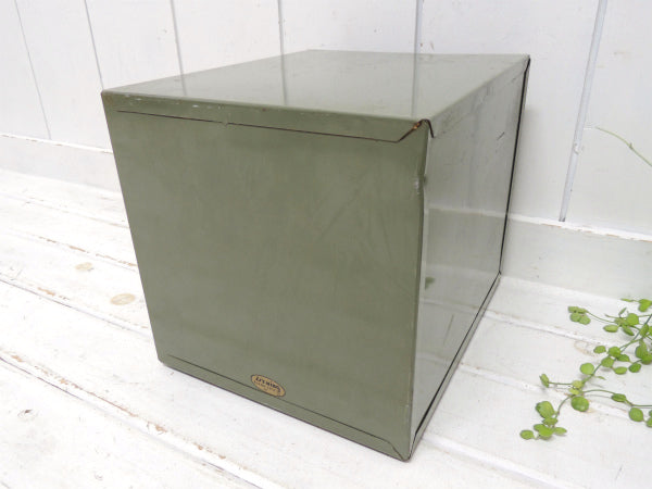 Lit-Ning カーキ色・メタル製・引き出し式・7段・ヴィンテージ・書類ケース ファイル棚