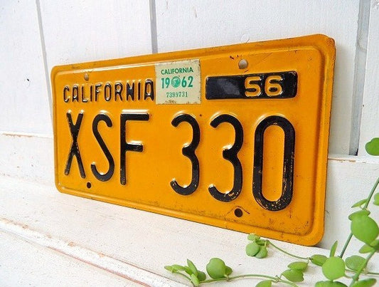 【カリフォルニア州/1956年/XSF/イエロー】ビンテージ・ナンバープレート/カーライセンス