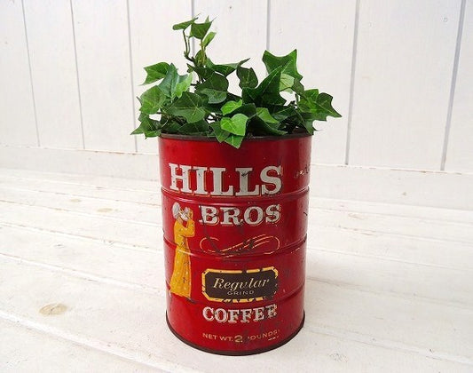 【HILLS BROS】ヒルスコーヒー・シャビーなブリキ製・ヴィンテージ・コーヒー缶/ティン缶