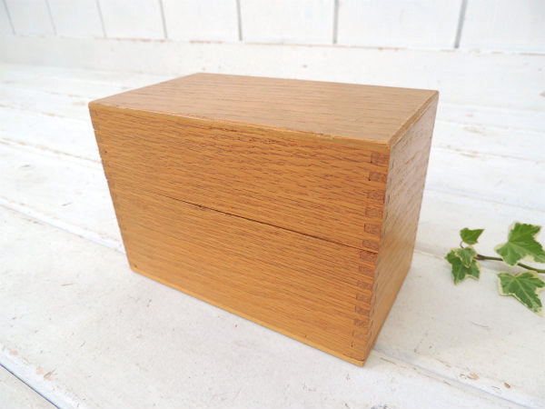 インデックスカード付き・組み木仕様・ヴィンテージ・木製カードボックス/ファイルケース
