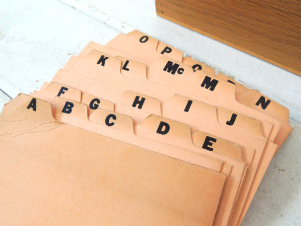 インデックスカード付き・組み木仕様・ヴィンテージ・木製カードボックス/ファイルケース