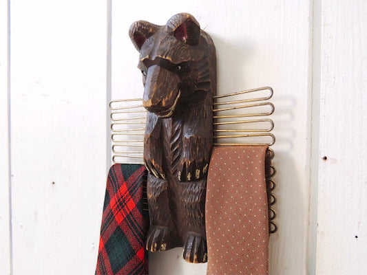 【木彫り熊・木製】ヴィンテージ・ネクタイホルダー・ネクタイハンガー USA・ミッドセンチュリー