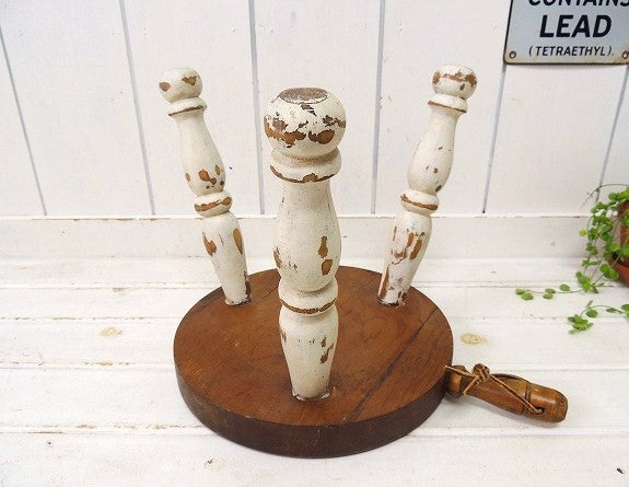 USA!木製のシャビーなアンティーク・ミルクスツール/チェア/ラウンドスツール/踏み台