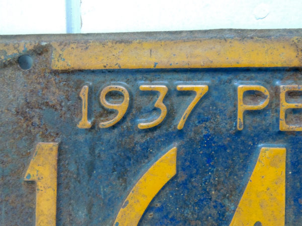 ペンシルベニア州・1937年・ナンバープレート・164F3・ビンテージ・ライセンス/モーター系