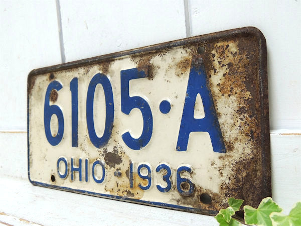 【6105・A】オハイオ州・1936年・ヴィンテージ・ナンバープレート/カーライセンスプレート
