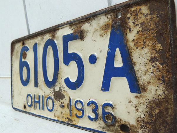 【6105・A】オハイオ州・1936年・ヴィンテージ・ナンバープレート/カーライセンスプレート