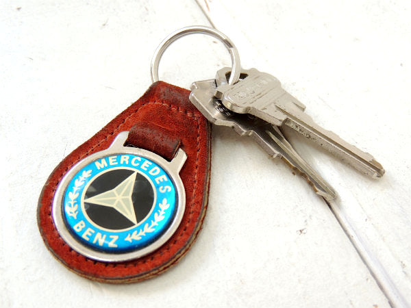 【メルセデス・ベンツ・ドイツ車】ヴィンテージ・革・レザーキーホルダー・鍵2本付き・モーター系