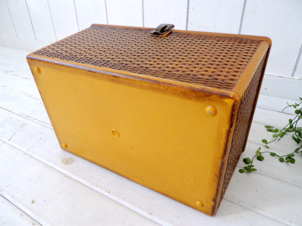 【WILSON】バスケット柄・3段式・ヴィンテージ・ソーイングボックス/裁縫箱 USA