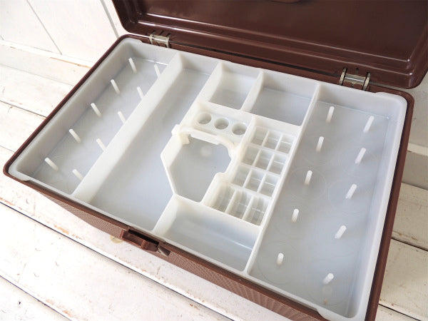 WILSON ブラウン・2段式・ヴィンテージ・ソーイングボックス 裁縫箱 USA ハンドメイド