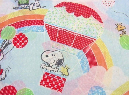 【スヌーピー&ベル】レインボー&気球柄・ヴィンテージ・USEDピロケース/枕カバー USA