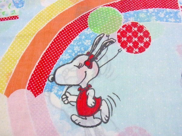 【スヌーピー&ベル】レインボー&気球柄・ヴィンテージ・USEDピロケース/枕カバー USA