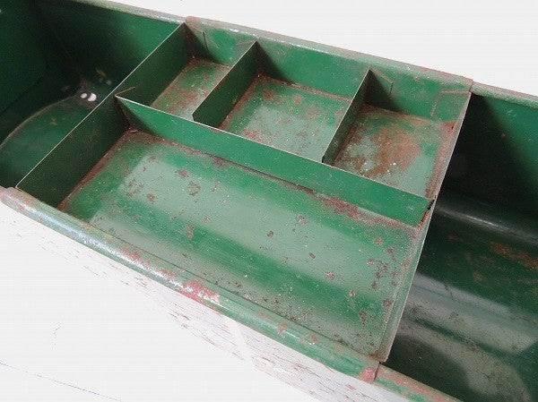 【Amsco】USA・グリーン色のスチール製・2段式・ヴィンテージ・ツールケース/工具箱