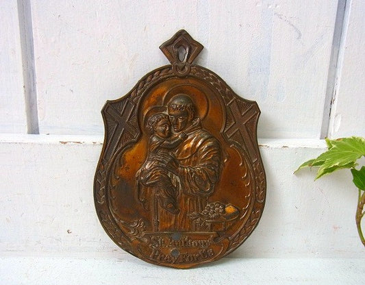 【聖パドヴァ・アントニオ】アンティーク・壁飾り・オブジェ・聖品・キリスト・USA