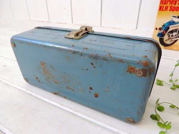 USA・グレー色・ブリキ製・ヴィンテージ・ツールボックス/工具箱/インダストリアル