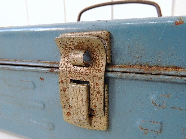 USA・グレー色・ブリキ製・ヴィンテージ・ツールボックス/工具箱/インダストリアル