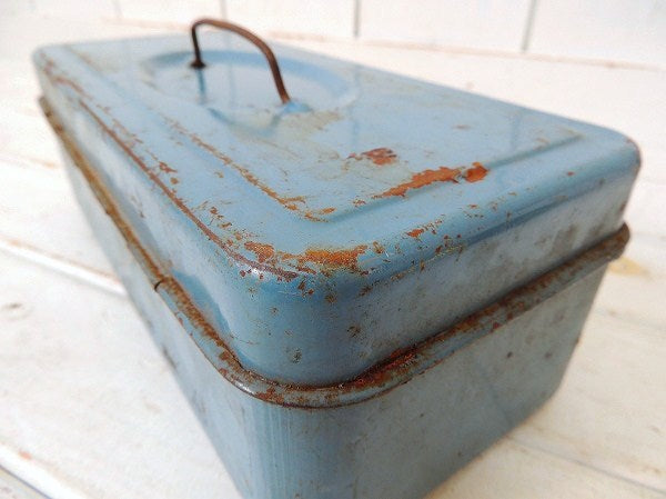 USA・グレー色・ブリキ製・ヴィンテージ・ツールボックス/工具箱/インダストリアル