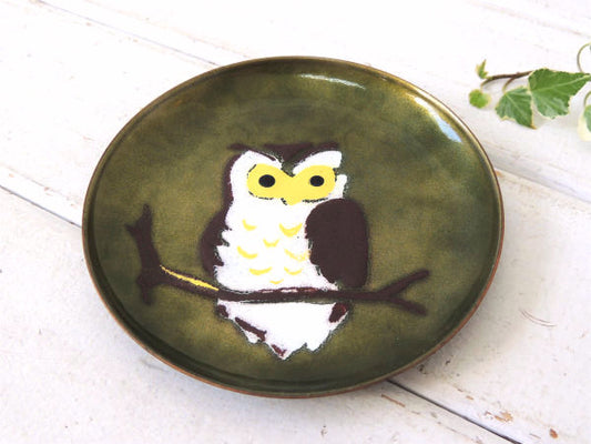 【Bovano】ふくろう柄・エナメル製・ヴィンテージ・トレイ/アクセサリートレイ