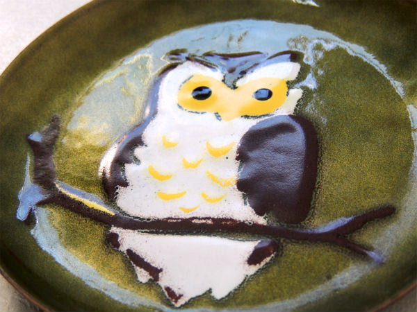 【Bovano】ふくろう柄・エナメル製・ヴィンテージ・トレイ/アクセサリートレイ