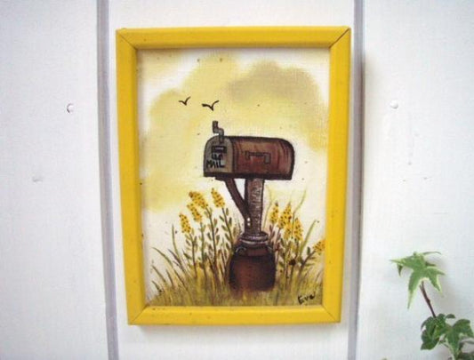 USA　ハンドペイント・アンティーク壁飾り・絵・壁掛け・額