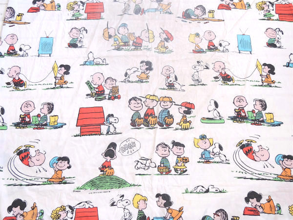 【スヌーピー】ピーナッツの仲間・1971年製・ヴィンテージ・ユーズドシーツ(ボックスタイプ) USA