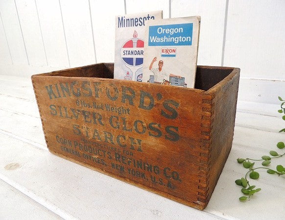 【KINGSFORD'S】コーンスターチ・あられ組み・アンティーク・ウッドボックス/木箱 USA