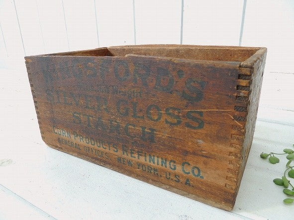 【KINGSFORD'S】コーンスターチ・あられ組み・アンティーク・ウッドボックス/木箱 USA