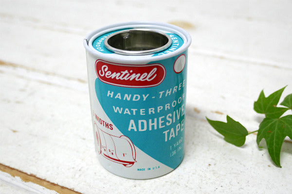 【Sentinel】ターコイズブルー・ティン製・デッドストック・ヴィンテージ・テープ缶・ティン缶