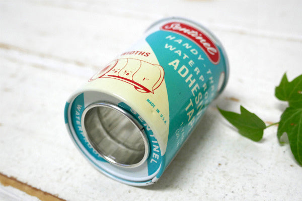 【Sentinel】ターコイズブルー・ティン製・デッドストック・ヴィンテージ・テープ缶・ティン缶