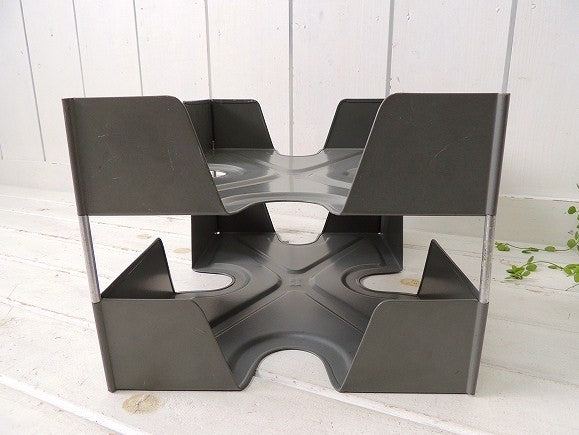 2段式のスチール製・ヴィンテージ・書類ラック/デスクトレイ・USA・工業系