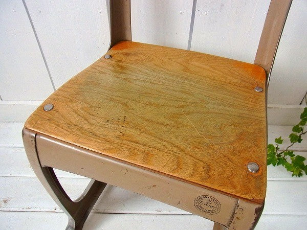 【AMERICAN SEATING】木製×スチール製・アンティーク・スクールチェア/子供イス USA