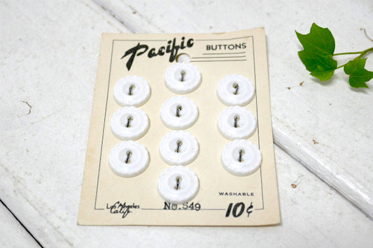 Pacific Button ホワイト・デッドストック・ヴィンテージ・ボタン・1シート・10個入り