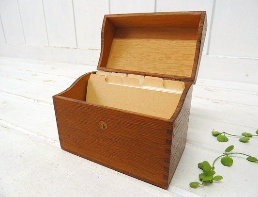 【Globe Wernicke】カード付き・木製・アンティーク・カードボックス/レシピボックス