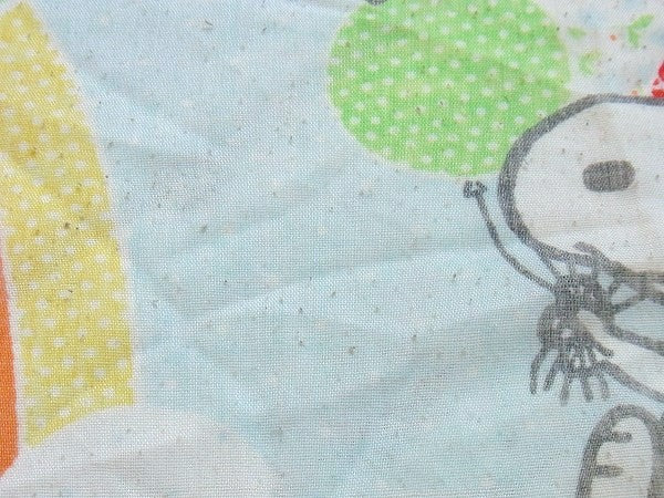 【スヌーピー&ベル】レインボー&気球柄・ヴィンテージ・ユーズドシーツ(ボックスタイプ)