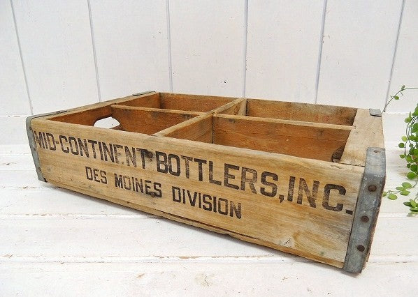 【MID CONTINENT BOTTLER】仕切り付き・ヴィンテージ・ウッドボックス/木箱