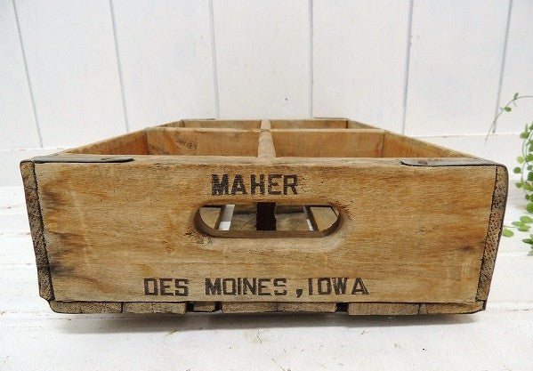 【MID CONTINENT BOTTLER】仕切り付き・ヴィンテージ・ウッドボックス/木箱