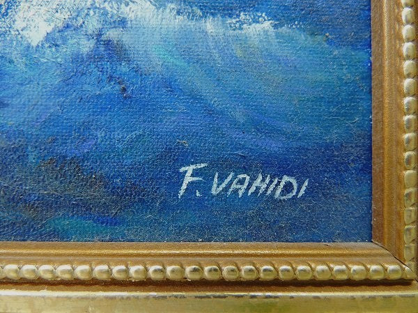 USA サンフランシスコ 橋 ゴールデンゲートブリッジ 風景画  油絵 アンティーク 木製フレーム 額 絵画