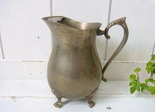 猫脚・シルバー製・アンティーク・ピッチャー/水差し/銀製　USA