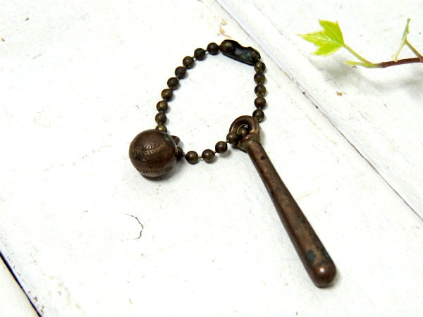 【野球・バット&ボールモチーフ】真鍮製・ヴィンテージ・ベースボール・キーホルダー・USA