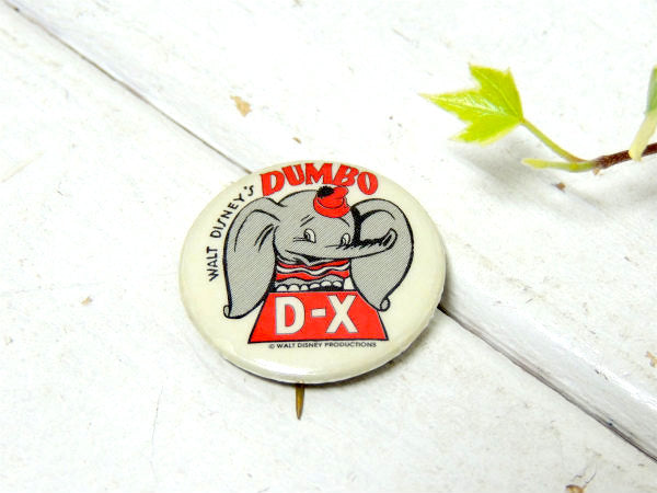 DUMBO・ダンボ ディズニー・1940's~ ヴィンテージ・缶バッジ・空飛ぶゾウ・デッドストック