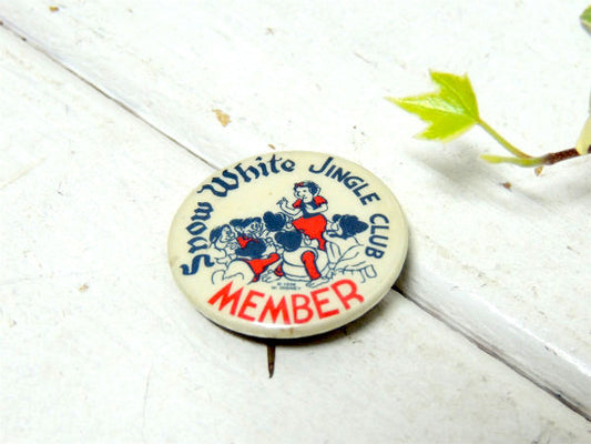 【1938's・白雪姫と七人の小人たち】ディズニー・ヴィンテージ・缶バッジ・USA・デッドストック