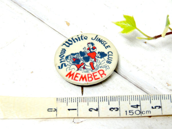 【1938's・白雪姫と七人の小人たち】ディズニー・ヴィンテージ・缶バッジ・USA・デッドストック