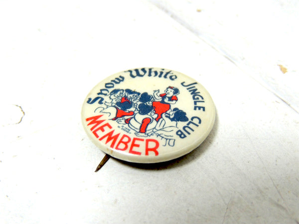 【1938's・白雪姫と七人の小人たち】ディズニー・ヴィンテージ・缶バッジ・USA・デッドストック