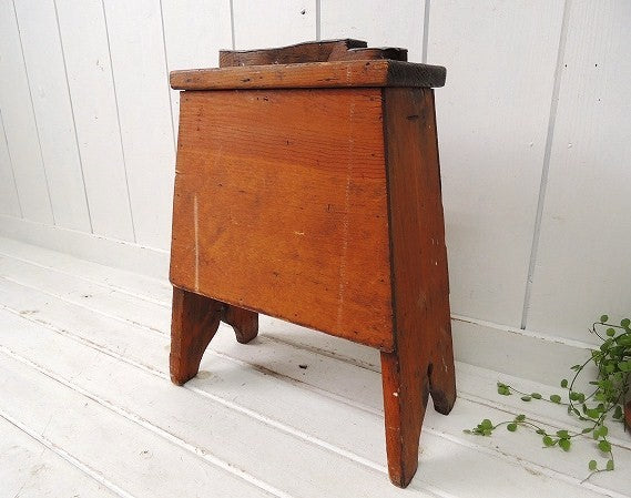アメリカ製・木製・引き出し付き・アンティーク・靴磨き台/スツール
