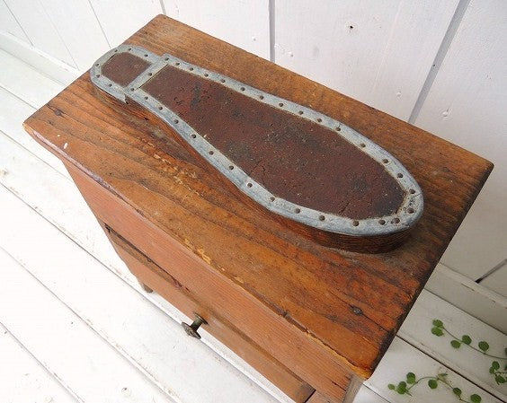 アメリカ製・木製・引き出し付き・アンティーク・靴磨き台/スツール