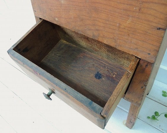 アメリカ製・木製・引き出し付き・アンティーク・靴磨き台/スツール